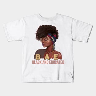 Black Womens BAE Black And Educated gift Funny Black Queen Kids T-Shirt